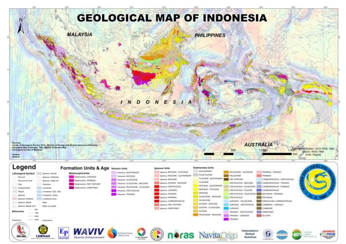 Map geologic indonesia geologi peta geological regional asia